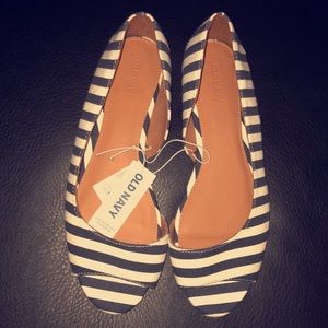 NWT Stripe Peeptoe Flats